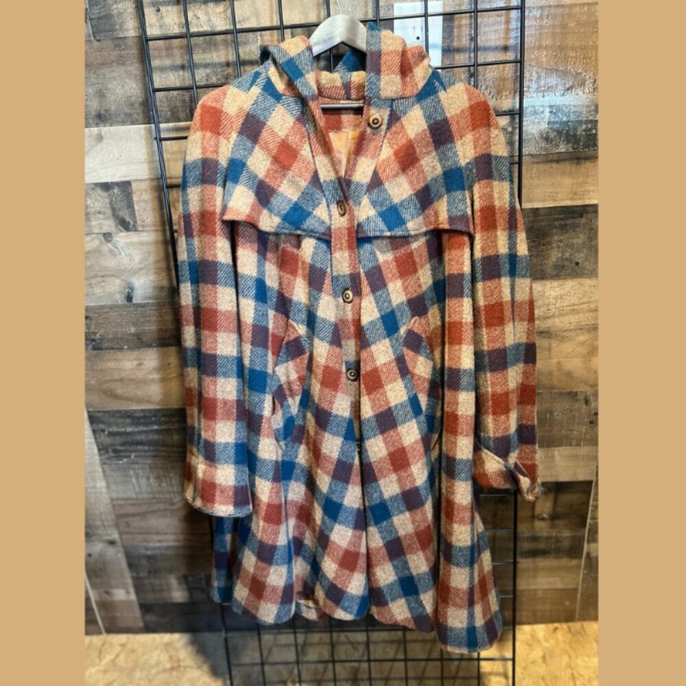 🧥 🏁 Vintage Luba Hooded Heavy Wool Trench Coat 🧥 🏁